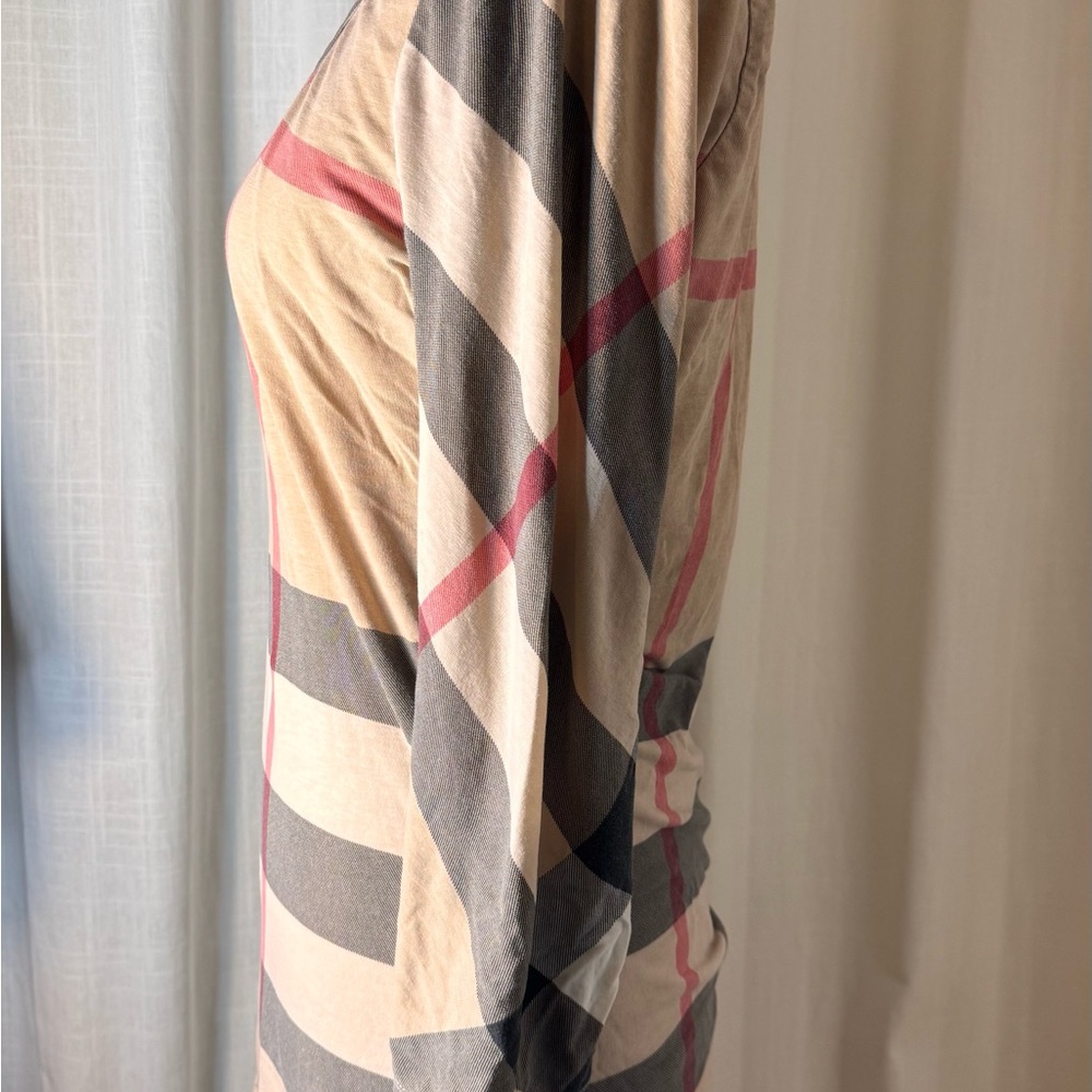BURBERRY - Brown Multicolor Exploded Check Plaid Top Size M Cotton